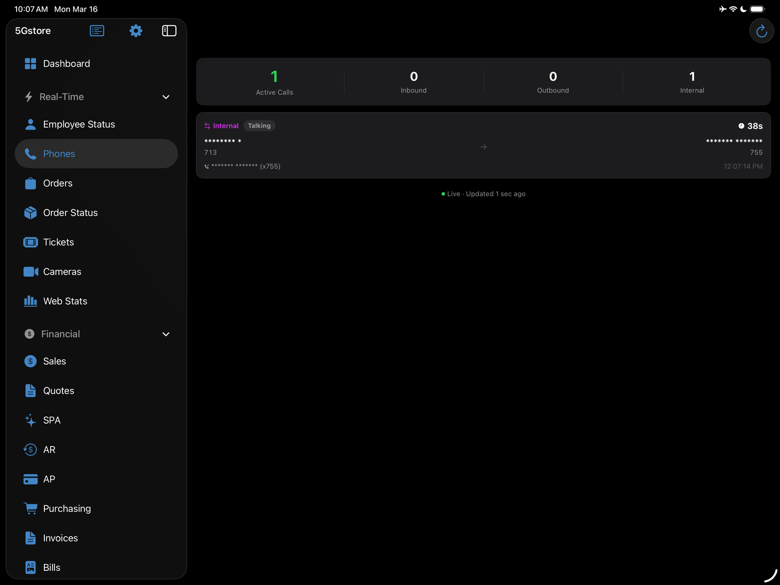 5Gstore Dashboard screenshot