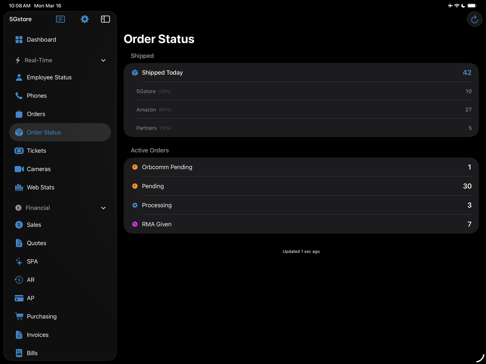 5Gstore Dashboard screenshot