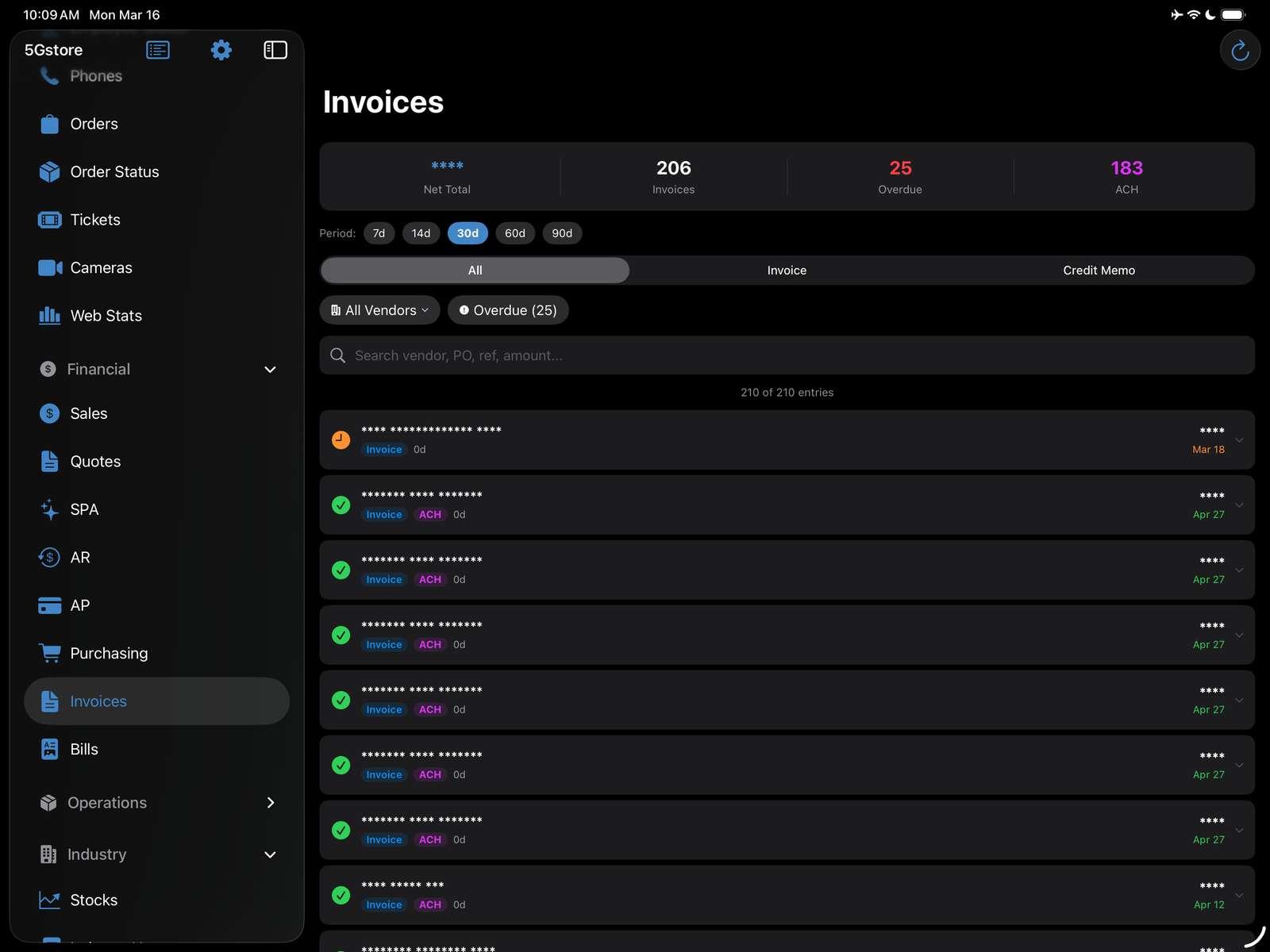 5Gstore Dashboard screenshot