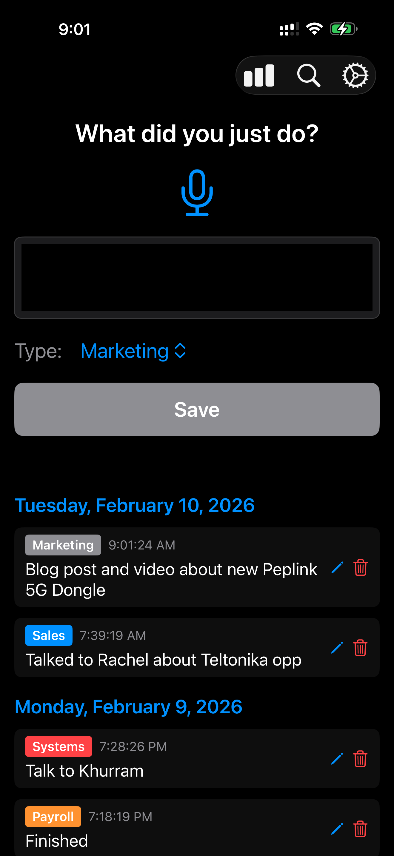 ActivityTracker screenshot