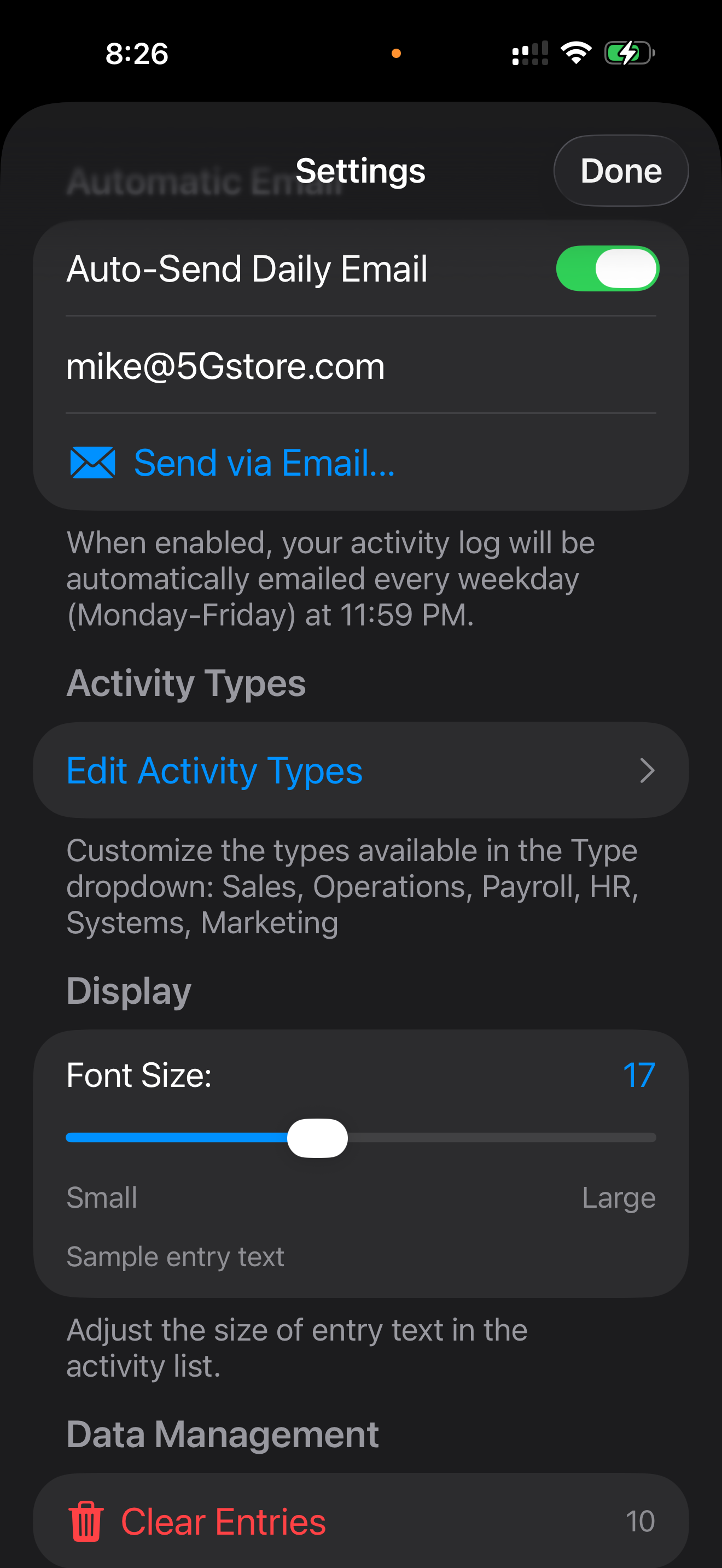ActivityTracker screenshot